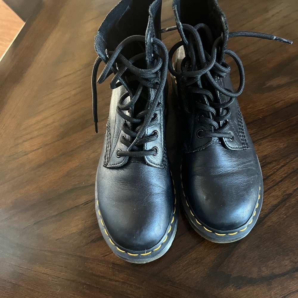Dr. Martens Black Pascal Boots (Yellow Stitching)
